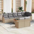 vidaXL 9-delige Tuinbankenset met kussens poly rattan acacia, Verzenden, Nieuw, Rotan