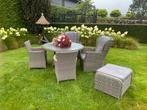 Prachtige loungeset met ronde tafel, Tuin en Terras, 5 zitplaatsen, Rotan, Bank, Zo goed als nieuw