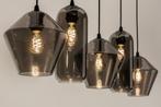 Rietveld Hanglampen - Zwart, Grijs - Glas, Metaal, Huis en Inrichting, Lampen | Hanglampen, Verzenden, Nieuw