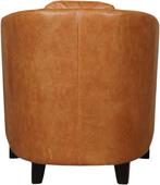 Leren kuipstoel - Vintage Leer Cognac - Hout zwart, Huis en Inrichting, Fauteuils, Klassiek, Nieuw, Ophalen of Verzenden, 50 tot 75 cm