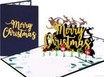 Kerstkaart Merry Christmas met Kerstman, rendieren en cad..., Diversen, Verzenden, Nieuw