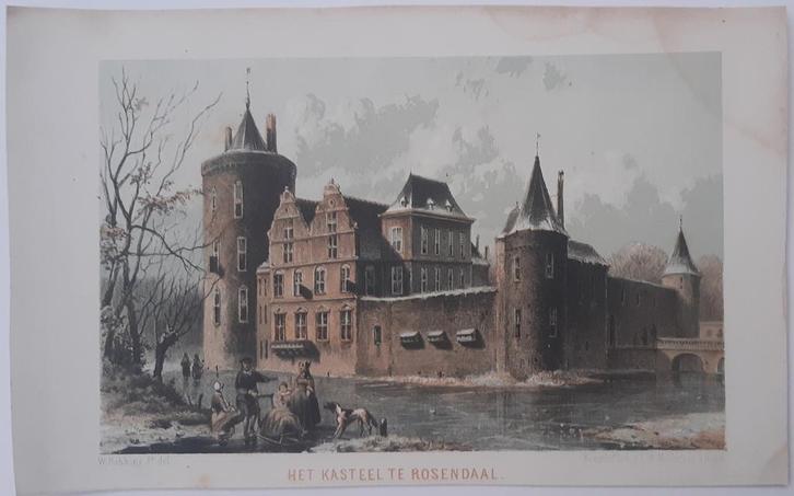 Carl Willem Mieling - Het kasteel te Rosendael, Antiek en Kunst, Kunst | Litho's en Zeefdrukken, Ophalen of Verzenden