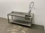 RVS aanvoertafel met voorspoeldouche korven doorschuiftafel, Ophalen of Verzenden, Gebruikt, RVS Meubilair