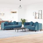 vidaXL 2-delige Loungeset met kussens fluweel blauw, Huis en Inrichting, Banken | Bankstellen, Verzenden, Nieuw, Vierpersoons of meer