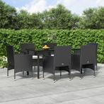 vidaXL 7-delige Tuinset met kussens zwart, Tuin en Terras, 6 zitplaatsen, Nieuw, Tuinset, Verzenden