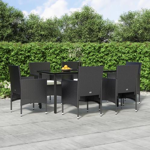 vidaXL 7-delige Tuinset met kussens zwart, Tuin en Terras, Tuinsets en Loungesets, Tuinset, Nieuw, 6 zitplaatsen, Rotan, Verzenden
