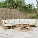 vidaXL 8-delige Loungeset met kussens bamboe crèmewit, Tuin en Terras, Tuinsets en Loungesets, Verzenden, Nieuw, Hout, Loungeset