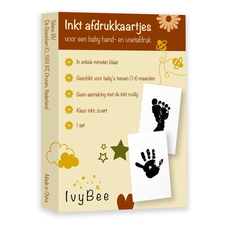 Baby Handafdruk - Voetafdruk Fotokaartje Inkt Zwart, Audio, Tv en Foto, Fotografie | Fotolijsten, Nieuw, Verzenden