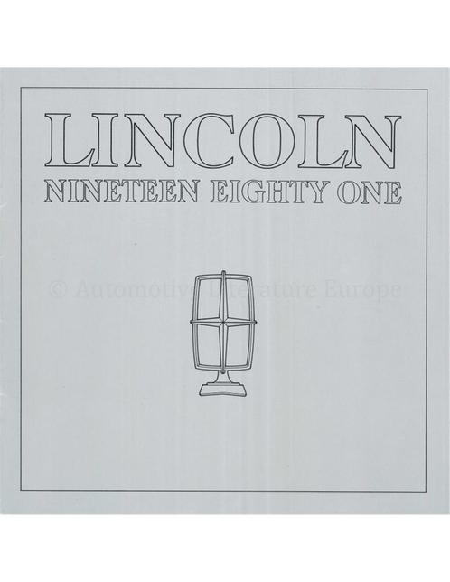1981 LINCOLN TOWN CAR BROCHURE ENGELS (USA), Boeken, Auto's | Folders en Tijdschriften