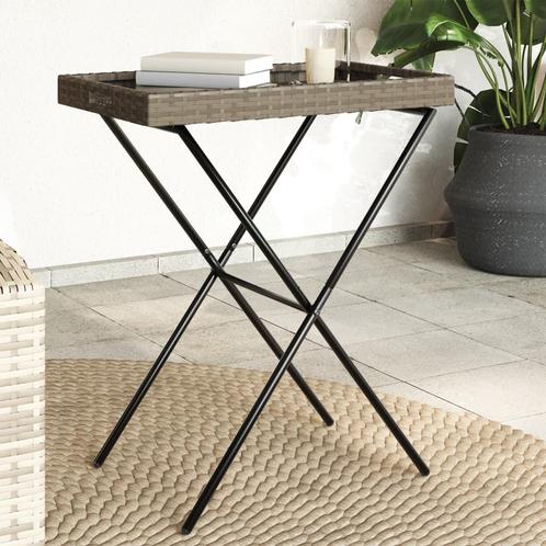 vidaXL Dienbladtafel inklapbaar 65x40x75 cm poly rattan, Tuin en Terras, Tuintafels, Nieuw, Verzenden
