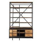 Boekenkast Mangohout Marvin 160x245 cm, 150 tot 200 cm, Nieuw, Industriële meubels, Overige houtsoorten