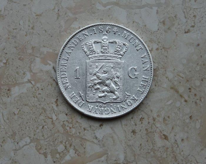 Nederland. Willem III. 1 Gulden 1864 (Zonder Minimumprijs), Postzegels en Munten, Munten | Nederland