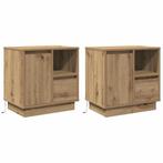 vidaXL Nachtkastjes 2 st met LEDs 50x34,5x50 cm artisanaal, Huis en Inrichting, Minder dan 45 cm, Verzenden, Nieuw, Minder dan 55 cm
