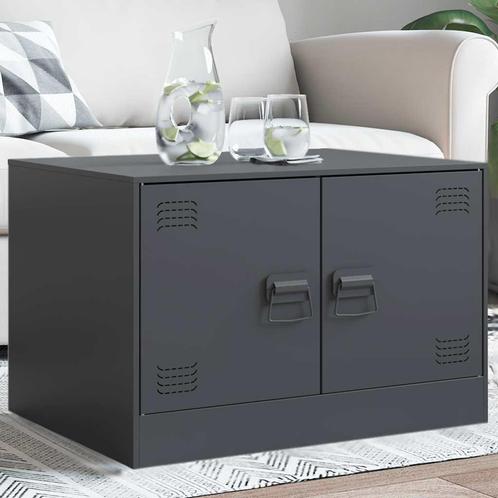 vidaXL Salontafel 67x50x44 cm staal antracietkleurig, Huis en Inrichting, Tafels | Salontafels, 50 tot 100 cm, Nieuw, Metaal, Verzenden