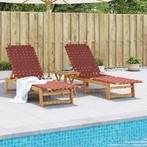 vidaXL Ligbedden 2 st met tafel massief acaciahout rood, Verzenden, Nieuw
