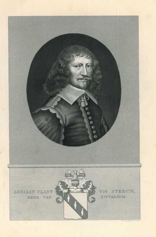 Portrait of Adriaan Clant tot Stedum, Antiek en Kunst, Kunst | Etsen en Gravures