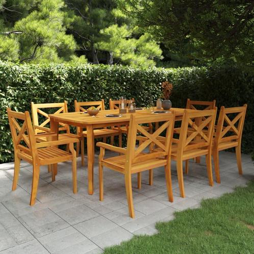 vidaXL 9-delige Tuinset massief acaciahout, Tuin en Terras, Tuinsets en Loungesets, Tuinset, Nieuw, 8 zitplaatsen, Hardhout, Verzenden