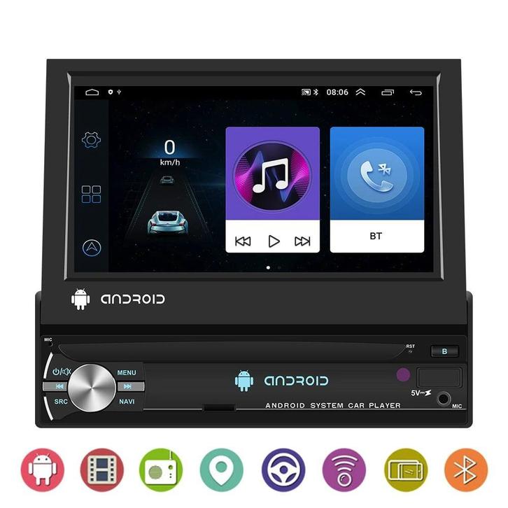 1-Din klapscherm autoradio Android 9.1 Camera Bluetooth &, Auto diversen, Autoradio's, Ophalen of Verzenden