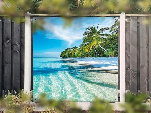 NR 1418: Tuinposter Tropisch strand 180x180cm, Tuin en Terras, Tuinwanddecoratie, Nieuw