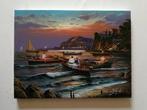 Mario Galanti (XX) - Pescatori in costiera amalfitana, Antiek en Kunst, Kunst | Schilderijen | Klassiek