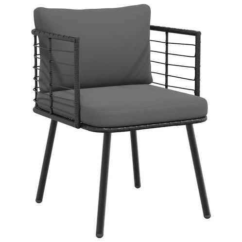 vidaXL Tuinstoel met kussens poly rattan zwart, Tuin en Terras, Tuinstoelen, Nieuw, Rotan, Verzenden