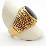 Ring - 18 karaat Geel goud Onyx, Sieraden, Tassen en Uiterlijk, Ringen, Nieuw