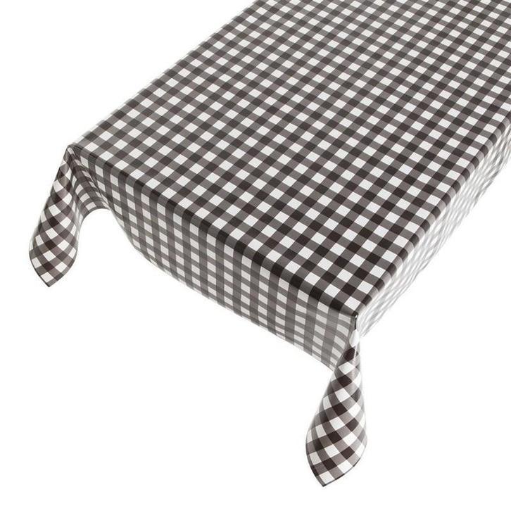 Buiten tafelkleed/tafelzeil zwarte ruiten 140 x 175 cm - T.., Tuin en Terras, Tuinmeubel-accessoires, Ophalen of Verzenden