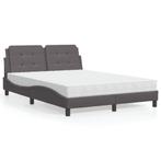 vidaXL Bed met matras kunstleer grijs 140x190 cm, Overige materialen, Verzenden, Grijs, Nieuw