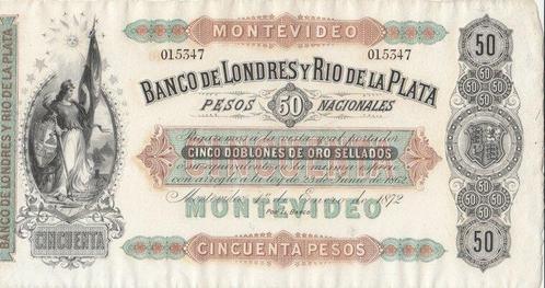 1872 Xf Uruguay P S 238 50 Pesos, Postzegels en Munten, Bankbiljetten | Europa | Niet-Eurobiljetten, Verzenden