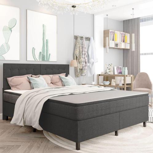 vidaXL Boxspring stof donkergrijs 180x200 cm, Huis en Inrichting, Slaapkamer | Bedden, 80 cm, 200 cm, Grijs, Eenpersoons, Nieuw