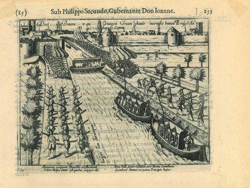 Historische prent van Brussels, Antiek en Kunst, Kunst | Etsen en Gravures