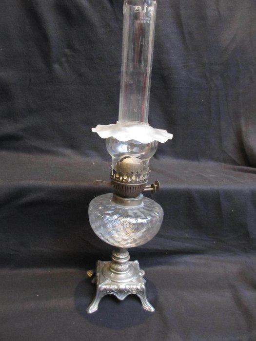 Olielamp - Zinklegering - Olielamp art nouveau, Antiek en Kunst, Curiosa en Brocante