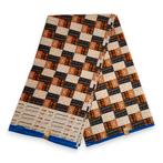 Afrikaanse stof - Oranje Bogolan PO-5006 - Poly - 1 yard, Ophalen of Verzenden, Nieuw