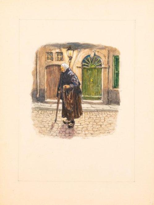 Henri Cassiers (1858-1944) - De oude vrouw, Antiek en Kunst, Kunst | Schilderijen | Klassiek