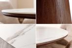 Ronde eettafel UNIQUE 120cm Wit Bruin Walnoot Hout Keramiek, Huis en Inrichting, Ophalen of Verzenden, Nieuw