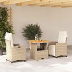 vidaXL 3-delige Tuinset met kussens poly rattan beige, Tuin en Terras, Tuinsets en Loungesets, Verzenden, Nieuw, Rotan, Tuinset