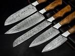 Keukenmes - Kitchen knife set - Leren tas inbegrepen - Olive