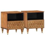 vidaXL Nachtkastjes 2 st 40x33x46 cm massief mangohout, Verzenden, Nieuw, Hout