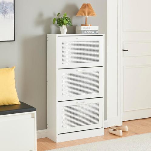 Schoenenkast Vesilahti met 3 vouwdeuren 115x60x23,5 cm wit [, Huis en Inrichting, Kasten | Schoenenkasten, Nieuw, Verzenden