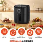 Airfryer - heteluchtfriteuse - 4L - 1500W - Zwart, Witgoed en Apparatuur, Verzenden, Nieuw