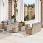 vidaXL Tuin Sofa Set met opslag 9 pcs Beige Poly riet, Verzenden, Nieuw, Rotan