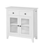 Wit Dressoir 80 cm –Opbergkast met 2 Lades en 2 Glazen Deure, Huis en Inrichting, Kasten | Dressoirs, Verzenden, Nieuw