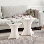 vidaXL Salontafel 2 pcs Wit 46 x 46 x 47 cm Massief, Huis en Inrichting, Tafels | Salontafels, Minder dan 50 cm, Verzenden, Rond