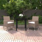 vidaXL 3-delige Tuinset met kussens poly rattan en glas, 2 zitplaatsen, Nieuw, Tuinset, Verzenden