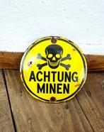 Emaille bord - Pas op mijnen! - Emaille