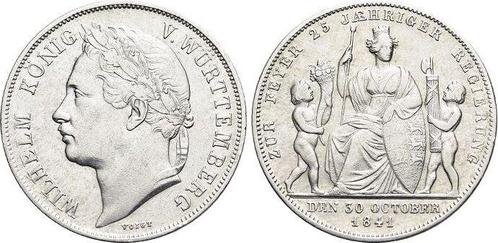 Gulden 1841 Wuerttemberg Wilhelm I 1816-1864, Postzegels en Munten, Munten | Europa | Niet-Euromunten, Verzenden