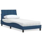 vidaXL Bed met matras Hanko stof blauw 80x200 cm, Huis en Inrichting, Slaapkamer | Bedden, Eenpersoons, Nieuw, 80 cm, 200 cm