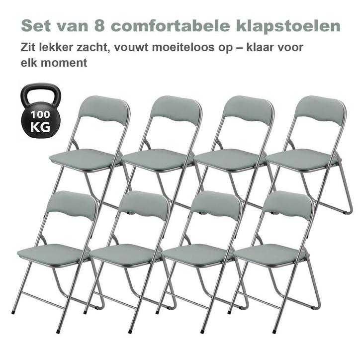 BARDI 8 Stuks Klapstoelen met Kussentjes 100KG - GROEN, Huis en Inrichting, Stoelen, Vijf, Zes of meer stoelen, Overige kleuren