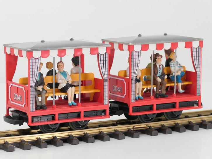 LGB 3041 Set van 2 Veldbaanwagons , 9 Figuren, Hobby en Vrije tijd, Modeltreinen | Overige schalen, Wagon, Gebruikt, LGB, Analoog