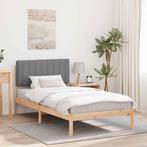 vidaXL Bedframe met Gevoerd Hoofdgedeelte Lichtgrijs 90 x, Verzenden, Nieuw, Hout